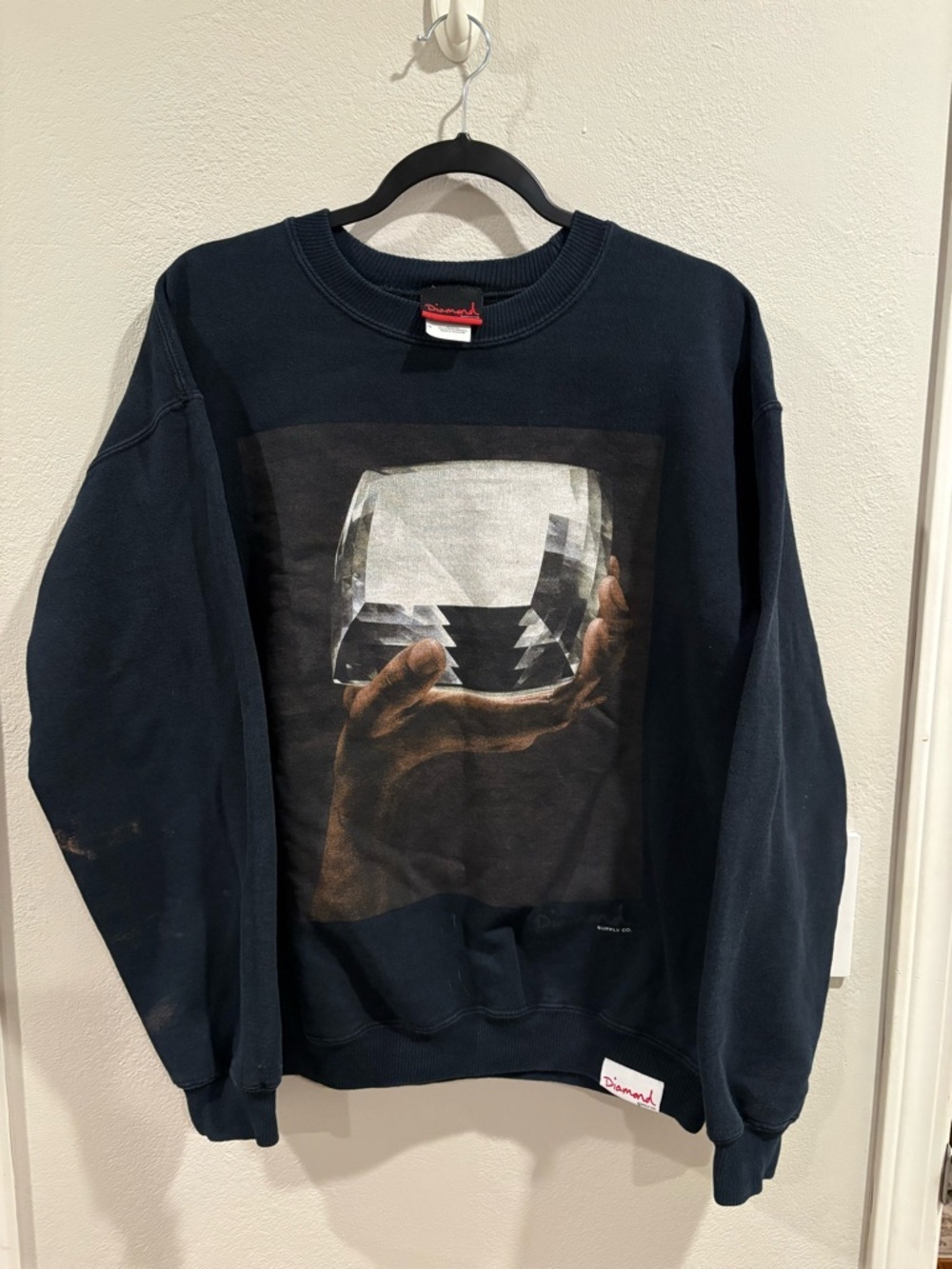 Diamond Supply Pullover Sweatshirt Men’s Size Medium Faded Distressed Y2K